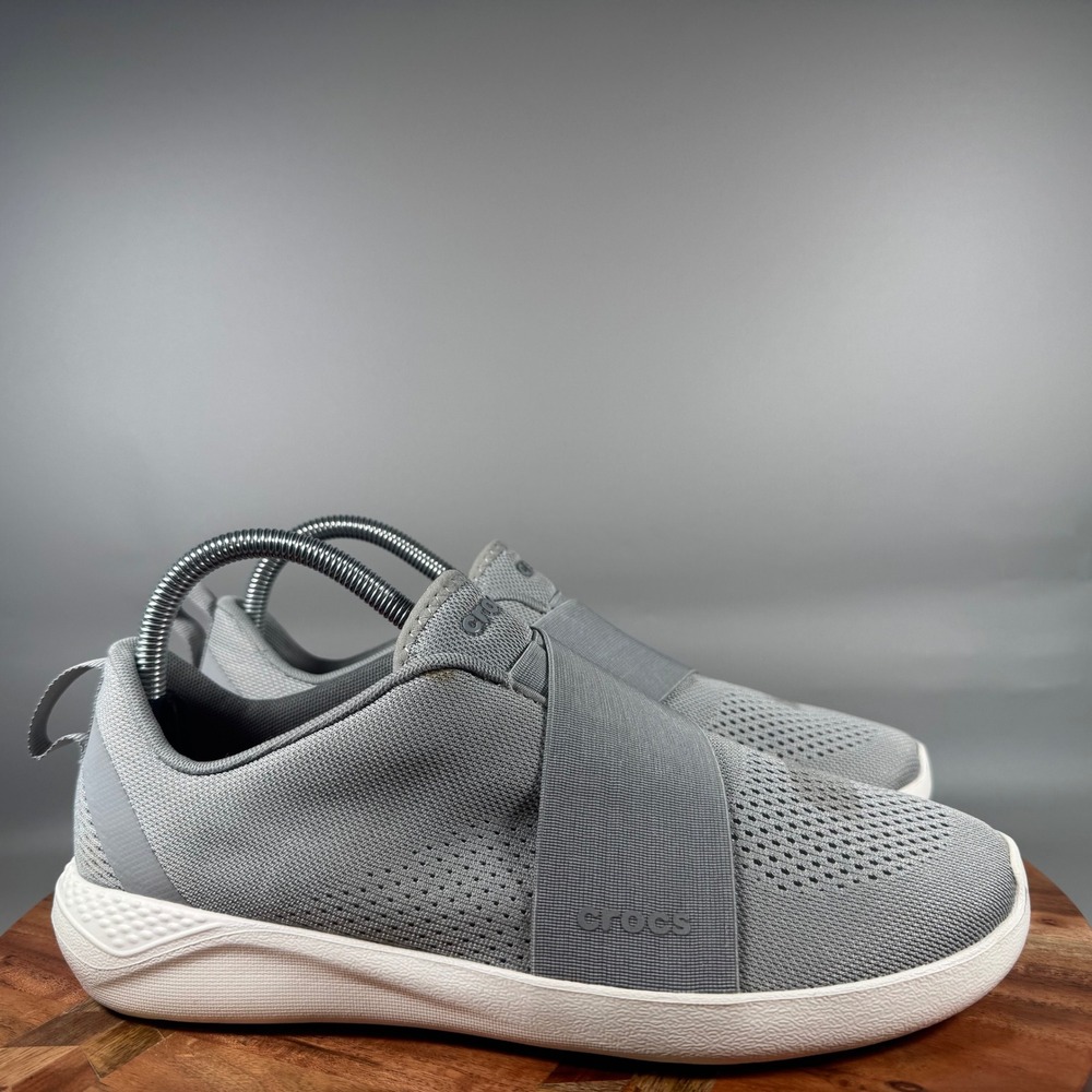Crocs LiteRide Mesh Slip On Mens 8 Grey White Sneakers 206069